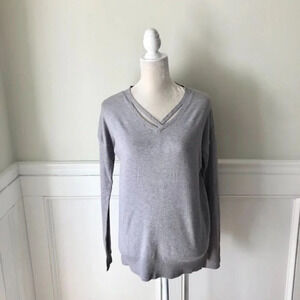 Stitch Fix Pink Clover Gray Strappy V Neck Sweater XS